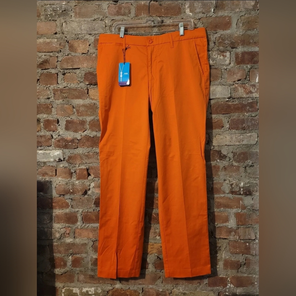 LESMART STRETCH ORANGE GOLF PANTS 38W 33L NWT DOCKERS TIGER WOODS NIKE STYLE